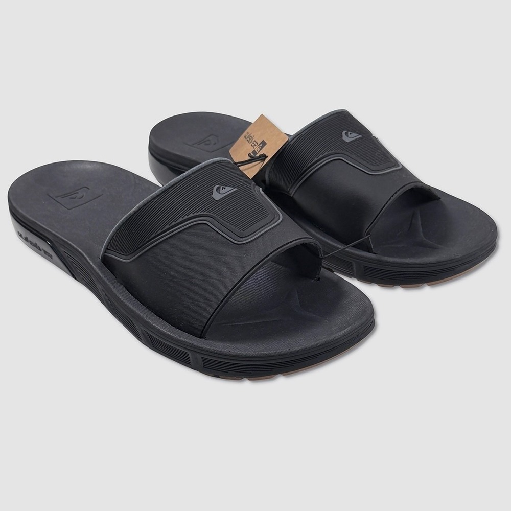 Quiksilver Mathodic Slide II Sandals - NWT Mens 12 Black /‎ Grey - #49486-J8